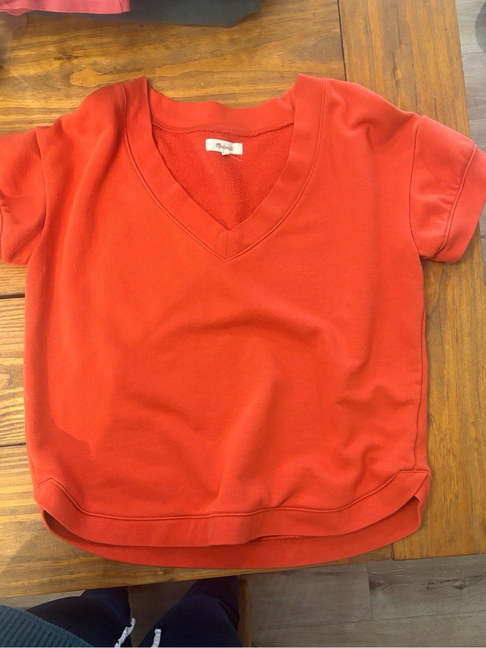 Madewell orangeV-Neck Short Sleeve Sweatshirt